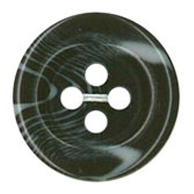 21146 Sullivans 20mm Round Plastic Button With Four Holes  - Raised Rim - Black Two Tone - 42 In A Tube 