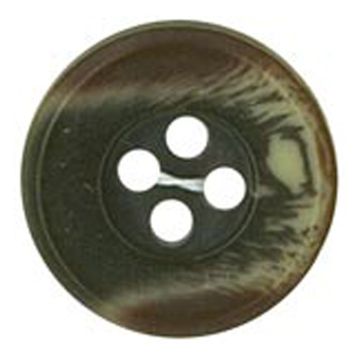 21160 Sullivans 15mm Round Plastic Button With Four Holes  - Raised Rim - Matt Brown Two Tone - 72 In A Tu