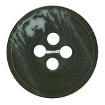21162 Sullivans 20mm Round Plastic Button With Four Holes  - Raised Rim - Matt Black Two Tone - 42 In A Tu
