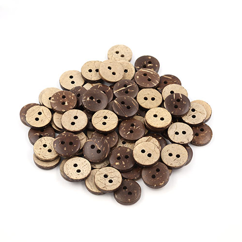 21475 Sullivans 14mm Round Coconut Button With Two Holes - 80 In A Tube