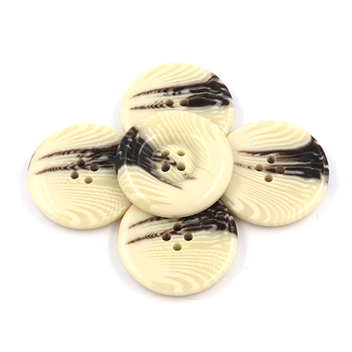 21509 Sullivans 45mm Round Plastic Button With Four Holes- Two Tone - Cream/brown - 30 In A Tube 
