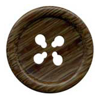 21513 Sullivans 52mm Round Plastic Button With Four Holes - Dark Wood Effect - 30 In A Tube 
