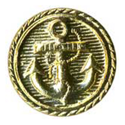 21518 Sullivans 15mm Round Metal Shank Button With Anchor - Gold - 40 In A Tube 