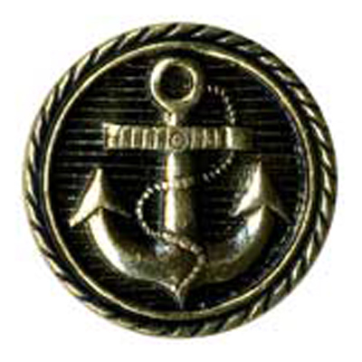 21520 Sullivans 19mm Round Metal Shank Button With Anchor - Black/gold - 34 In A Tube 