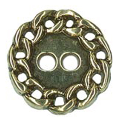 21852 Sullivans 12mm Round Plastic Button 2 Hole - Gold With Chain Loop Border - 72 In A Tube 