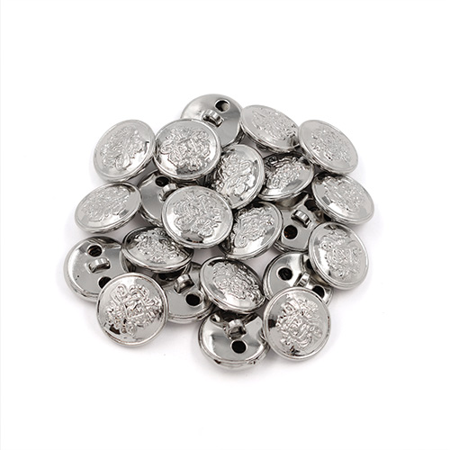 21883 Sullivans 18mm Round Plastic Shank Button - Silver With Embelm Pattern - 22 In A Tube 