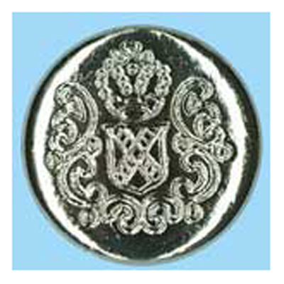 21906 Sullivans 20mm Round Plastic Shank Button - Silver With Crest - 18 In A Tube 