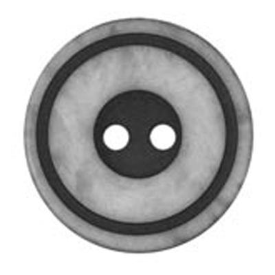 22222 Sullivans 12mm Round Plastic Button 2 Hole With Black Middle And Rim - Grey - 136 In A Tube 