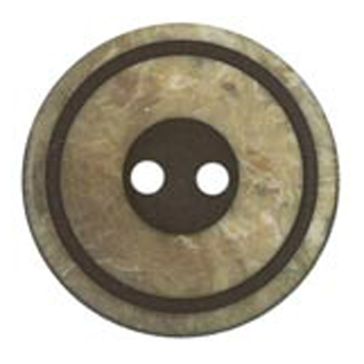 22224 Sullivans 12mm Round Plastic Button 2 Hole With Black Middle And Rim - Beige - 136 In A Tube 