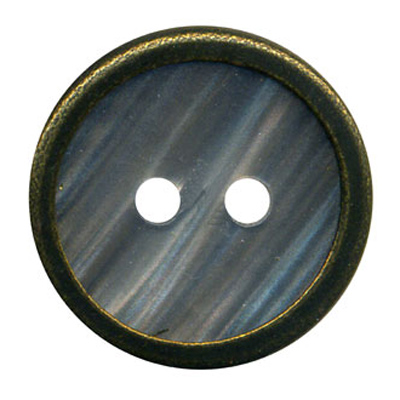 22268 Sullivans 15mm Round Plastic Button 2 Hole With Bronze Border - Pearlised Grey - 37 In A Tube