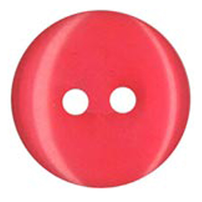 22566 Sullivans 12mm Round Clear Plastic Button 2 Hole - Red - 218 In A Tube