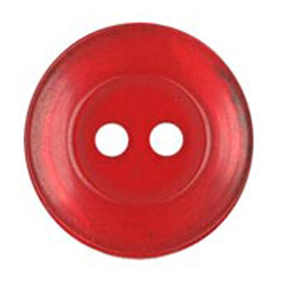 22613 Sullivans 15mm Round Clear Plastic Button 2 Hole - Red - Bag Of 100