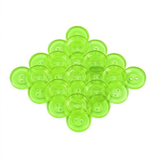 22621 Sullivans 18mm Round Clear Plastic Button 2 Hole - Fern - Bag Of 100