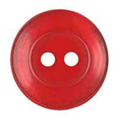22641 Sullivans 20mm Round Clear Plastic Button 2 Hole - Red - Bag Of 100