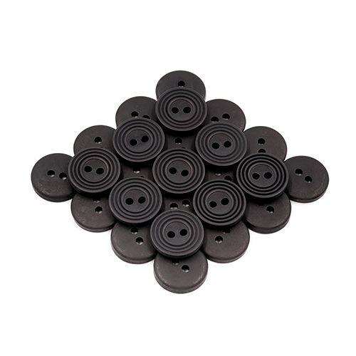 22670 Sullivans 16mm Round Plastic Button 2 Hole - With  Ridges - Black - 150 In A Tube