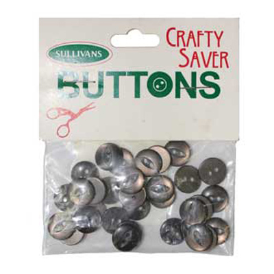 22798 Sullivans Crafty Saver 12mm Round Plastic Fisheye Button 2 Hole- Brown - 30 Buttons Per Pack
