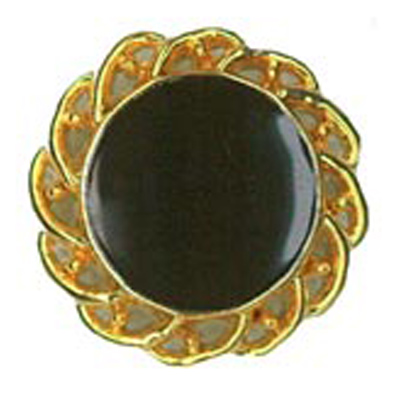 22828 Sullivans 21mm Round Plastic Shank Button - Black With Gold Chained Border - 16 In A Tube