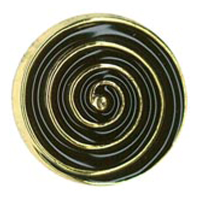 22832 Sullivans 21mm Round Plastic Shank Button - Black With Gold Swirls - 22 In A Tube