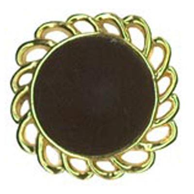22833 Sullivans 15mm Round Plastic Shank Button - Black Velvet Dome With Gold Chained Border - 30 In A Tub