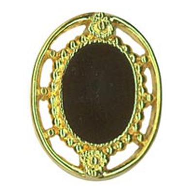 22836 Sullivans 15mm Oval Plastic Shank Button - Black Velvet Dome With Gold Border - 30 In A Tube