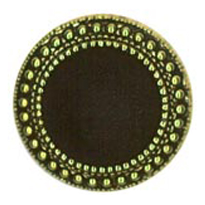 22840 Sullivans 15mm Round Plastic Shank Button - Black Velvet Dome With Old Gold Border - 21 In A Tube