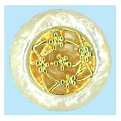 22854 Sullivans 20mm Round Plastic Shank Button With White Pearlized Border - Gold Centre - 17 In A Tube