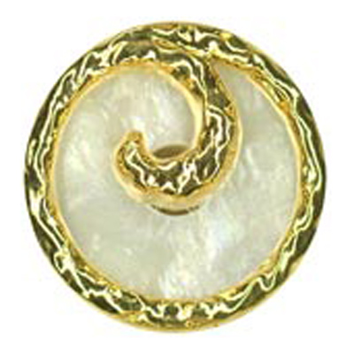 22915 Sullivans 25mm Round Plastic Shank Button - Pearlised Cream With Gold Swirl Border - 12 In A Tube