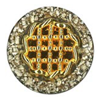 22931 Sullivans 20mm Round Plastic Shank Button - Gold Insert With Granite Border - 15 In A Tube