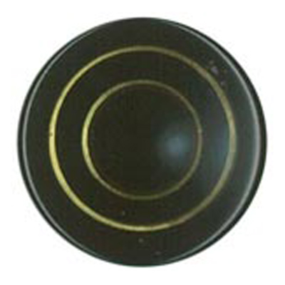 22933 Sullivans 20mm Round Plastic Shank Button - Black With A Gold Circles - 14 In A Tube