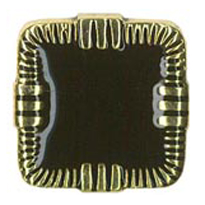 22934 Sullivans 14mm Square Plastic Shank Button - Black With Gold Detailed Border - 25 In A Tube