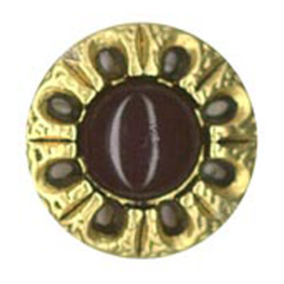 22936 Sullivans 16mm Round Plastic Shank Button - Black With Gold Flower Petal Border - 22 In A Tube