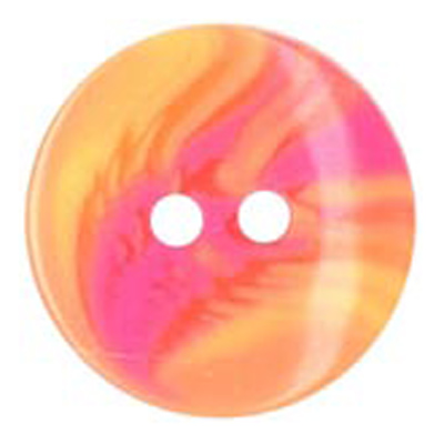 22947 Sullivans 13mm Round Clear Plastic Button 2 Hole With Unstructured Strokes - Orange/pink - 58 In A T