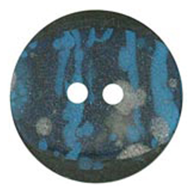 23166 Sullivans 18mm Round Plastic Button 2 Hole - Black With Blue Marble Effect On Top - 22 In A Tube