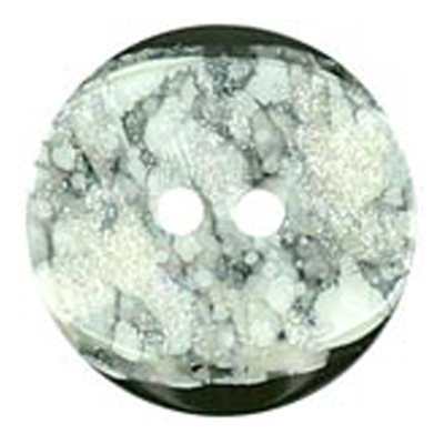 23169 Sullivans 24mm Round Plastic Button 2 Hole - Black With White Marble Effect On Top - 18 In A Tube