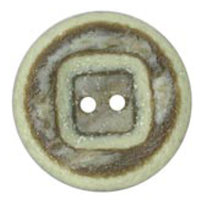 23183 Sullivans 15mm Round Plastic Button 2 Hole With Raised Brown Border - Cream - 28 In A Tube