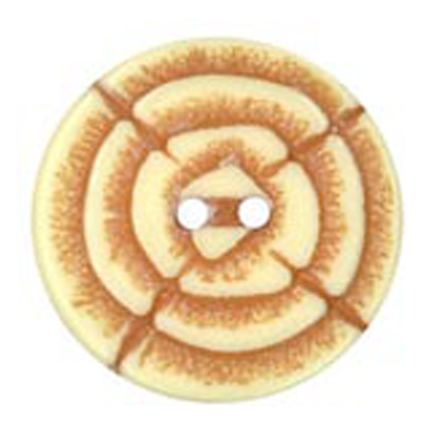 23204 Sullivans 23mm Round Plastic Button 2 Hole - Layered Up With Cross-stroke - Cream/tan - 30 In A Tube