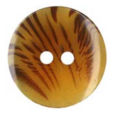 23213 Sullivans 20mm Round Clear Plastic Button 2 Hole Amber With Brown Strokes - Tan - 31 In A Tube