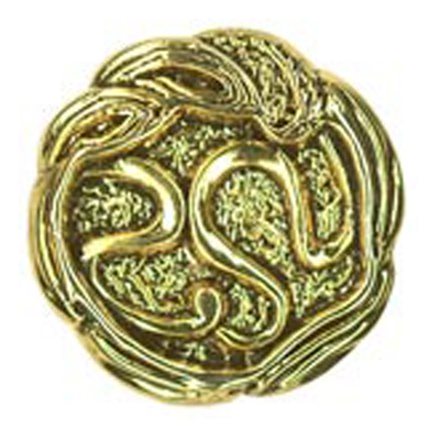 23374 Sullivans 15mm Round Plastic Shank Button - Inlaid Pattern - Gold - 24  In A Tube