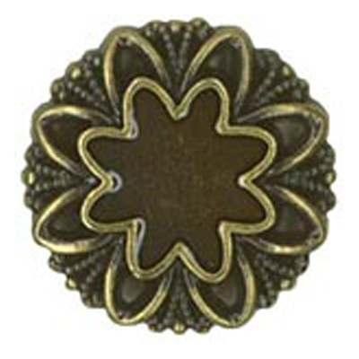 23381 Sullivans 15mm Round Plastic Shank Button - Layered Flower Patterns - Bronze - 30  In A Tube