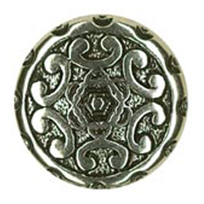 23402 Sullivans 15mm Round Plastic Shank Button - Detailed Pattern - Silver - 31 In A Tube