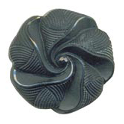 23425 Sullivans 28mm Round Plastic Shank Button With Rosette Design - Black - 16 In A Tube