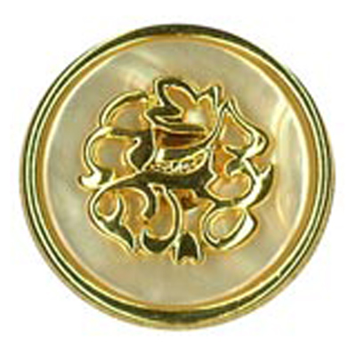 23468 Sullivans 25mm Round Plastic Shank Button With Pearlised Inlay - Gold - 13 In A Tube