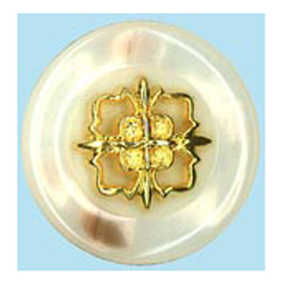 23473 Sullivans 21mm Round Plastic Shank Button With Gold Emblem Centre - Dark Cream/brown - 16 In A Tube