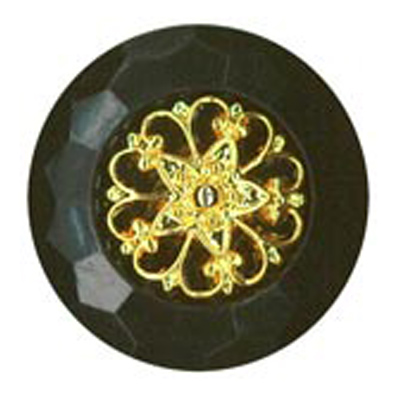 23481 Sullivans 21mm Round Plastic Shank Button With Gold Emblem Centre - Black - 20 In A Tube