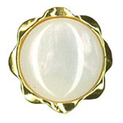 23483 Sullivans 13mm Round Plastic Shank Button - Pearlised White With Gold Border - 29 In A Tube