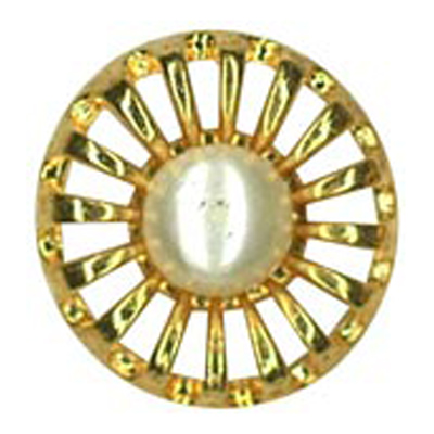 23486 Sullivans 20mm Round Plastic Shank Button - Pearlised White With Gold Border - 19 In A Tube
