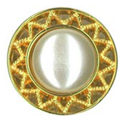 23488 Sullivans 18mm Round Plastic Shank Button - Pearlised White With Gold Border - 22 In A Tube