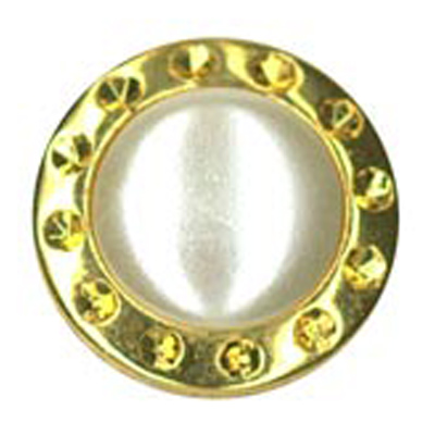23489 Sullivans 15mm Round Plastic Shank Button - Pearlised White With Gold Border - 30 In A Tube