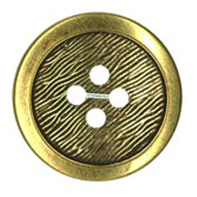 23511 Sullivans 13mm Round Metal Button 4 Holes - Fingerprint Pattern- Old Gold - 40 In A Tube