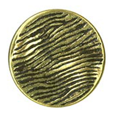23580 Sullivans 18mm Round Metal Shank Button With Fingerprint Lines - Old Gold - 21 In A Tube